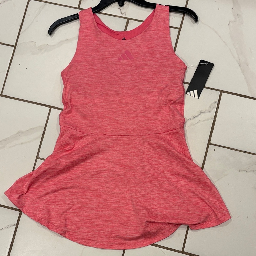 NWT Adidas Junior Melange Flounce Tennis/Golf Dress in Pink - size XL (16)